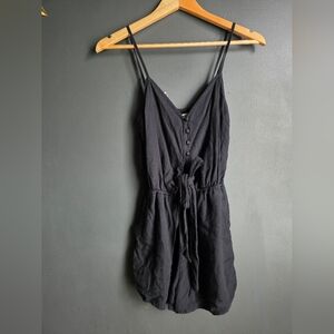 Abercrombie & Fitch Black Romper Shorts Tie Waist Spaghetti Strap Viscoe Sz XXST